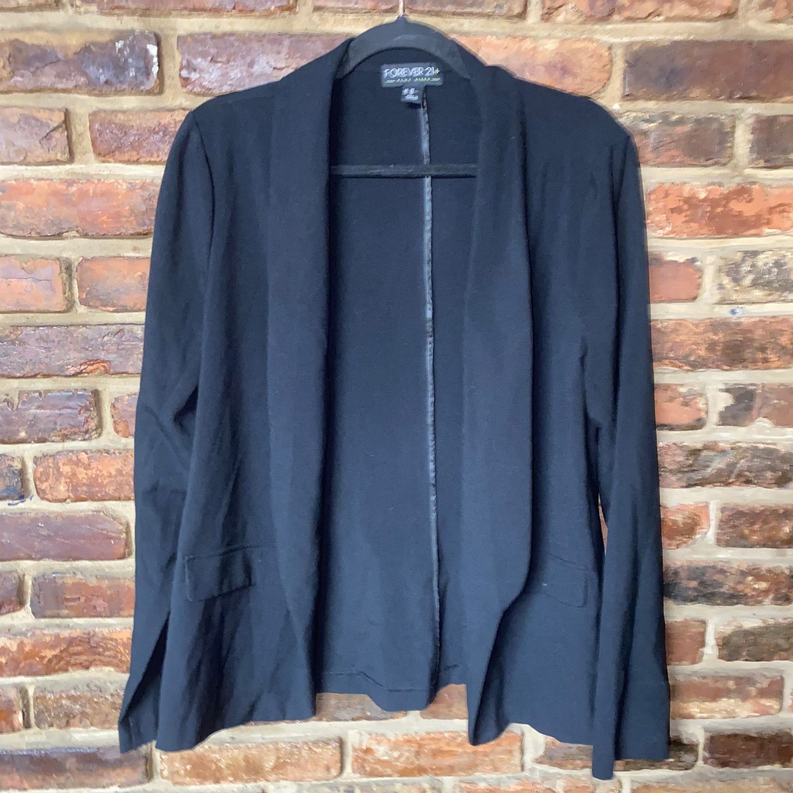 Forever 21 Forever 21 Black Open Front Long Sleeve Blazer Jacket 0X Size XL / US 12-14 / IT 48-50 - 1 Thumbnail