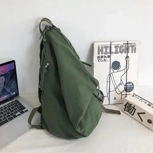 VIBE Retro y2k irregular canvas backpack aesthetic Size ONE SIZE - 6 Thumbnail