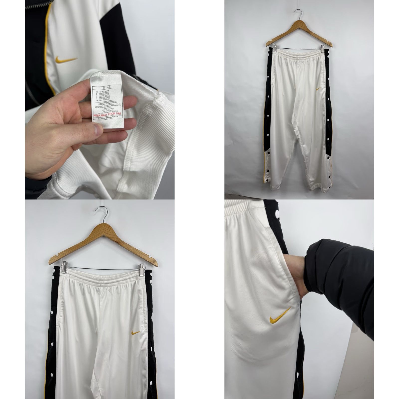 Nike VINTAGE Nike Tracksuit Jacket Pants 90s Y2K Gold Logo Men L Size 42R - 8 Thumbnail