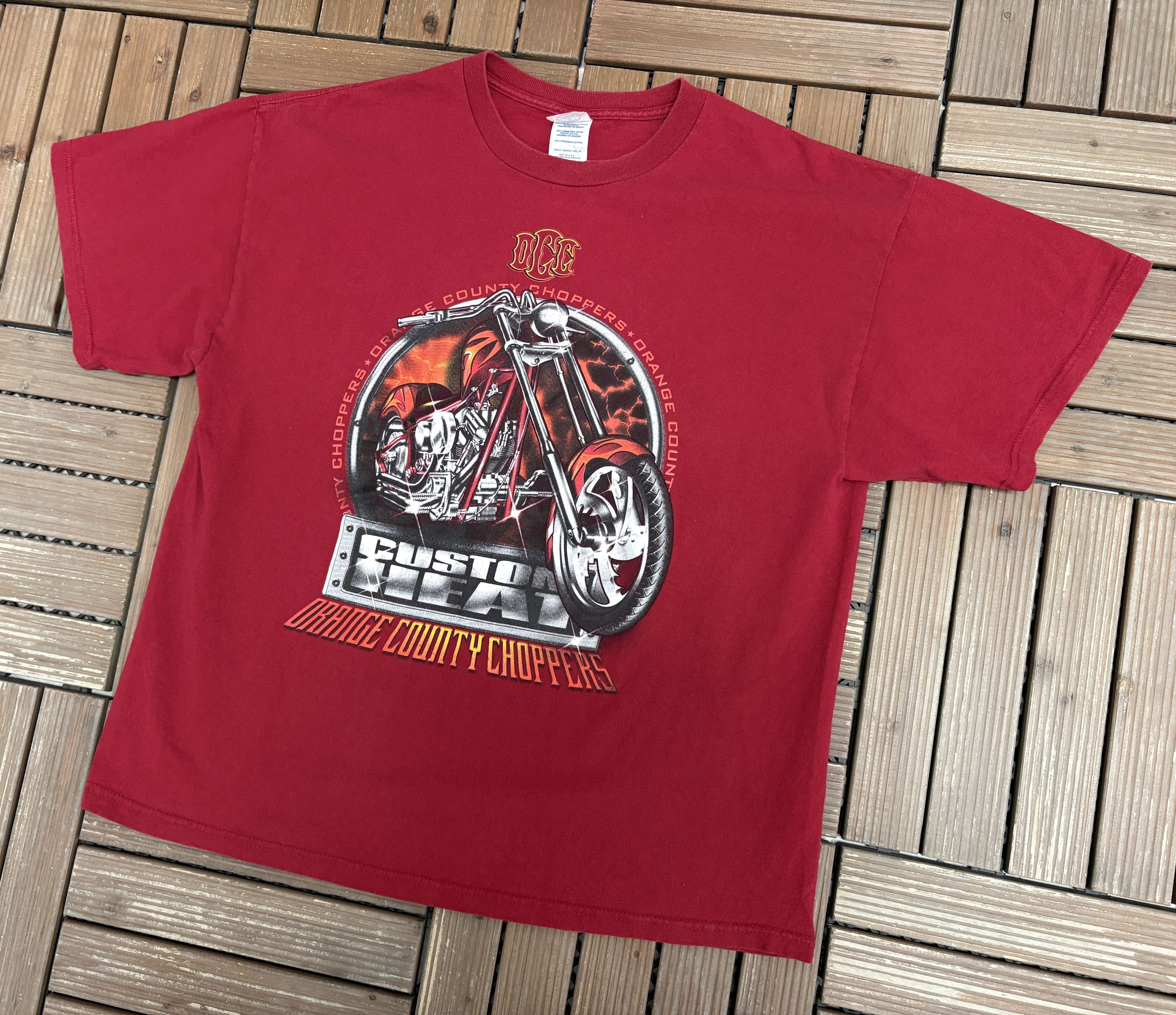 Vintage Orange County Choppers Vintage Red T-Shirt Tee Size US XL / EU 56 / 4 - 3 Thumbnail