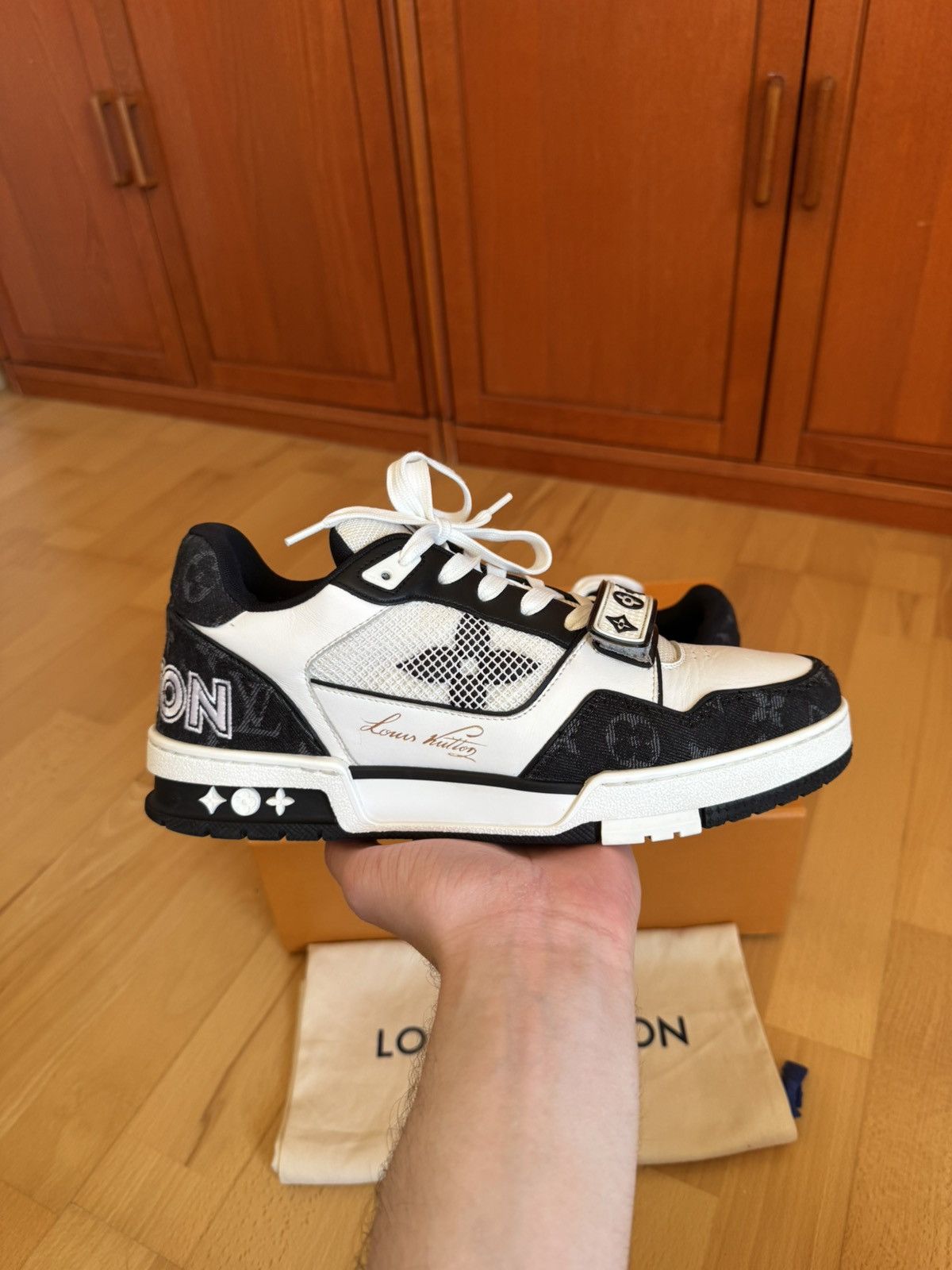 Louis Vuitton Louis Vuitton LV Trainer Velcro Strap Black Denim Size US 7.5 / EU 40-41 - 3 Thumbnail