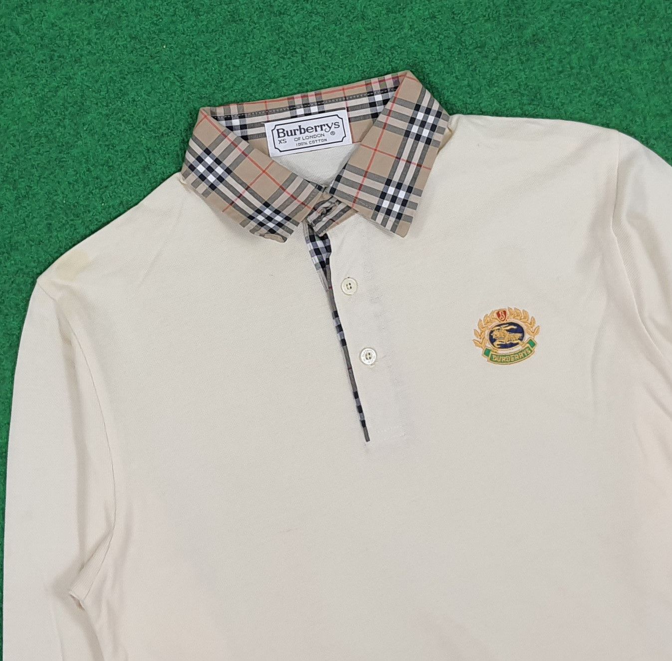 Burberry × Vintage Vintage Burberrys London Nova Check Long Sleeve Polo Shirt Size US M / EU 48-50 / 2 - 2 Thumbnail