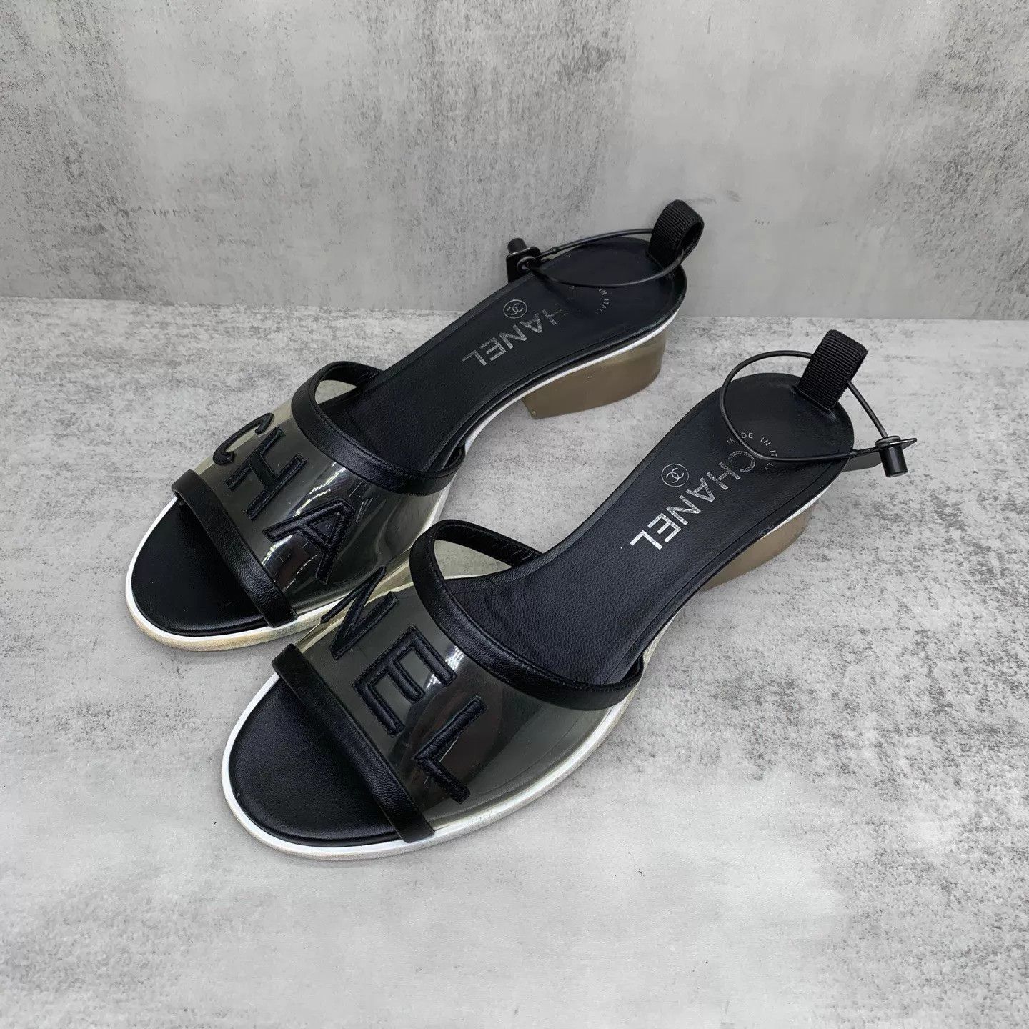 Chanel Chanel Black Transparent Sandals 38.5EU 98new Size US 8 / IT 38 - 1 Thumbnail