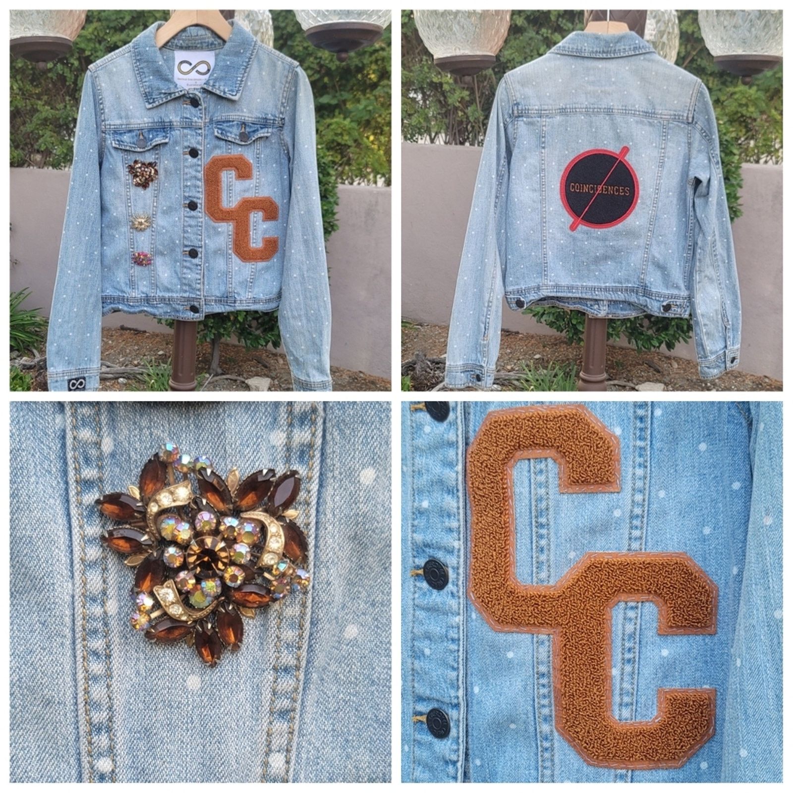 Designer Continual Coincidences Brand Upcycled Vtg Denim Jean Jacket Size S / US 4 / IT 40 - 1 Thumbnail
