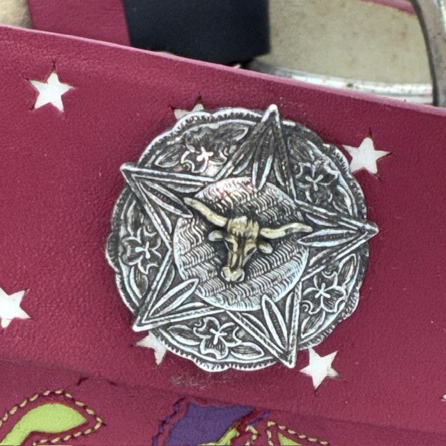 Vintage Bill Adler Women's Leather Belt Red with Stars, Conchos Size ONE SIZE - 4 Thumbnail