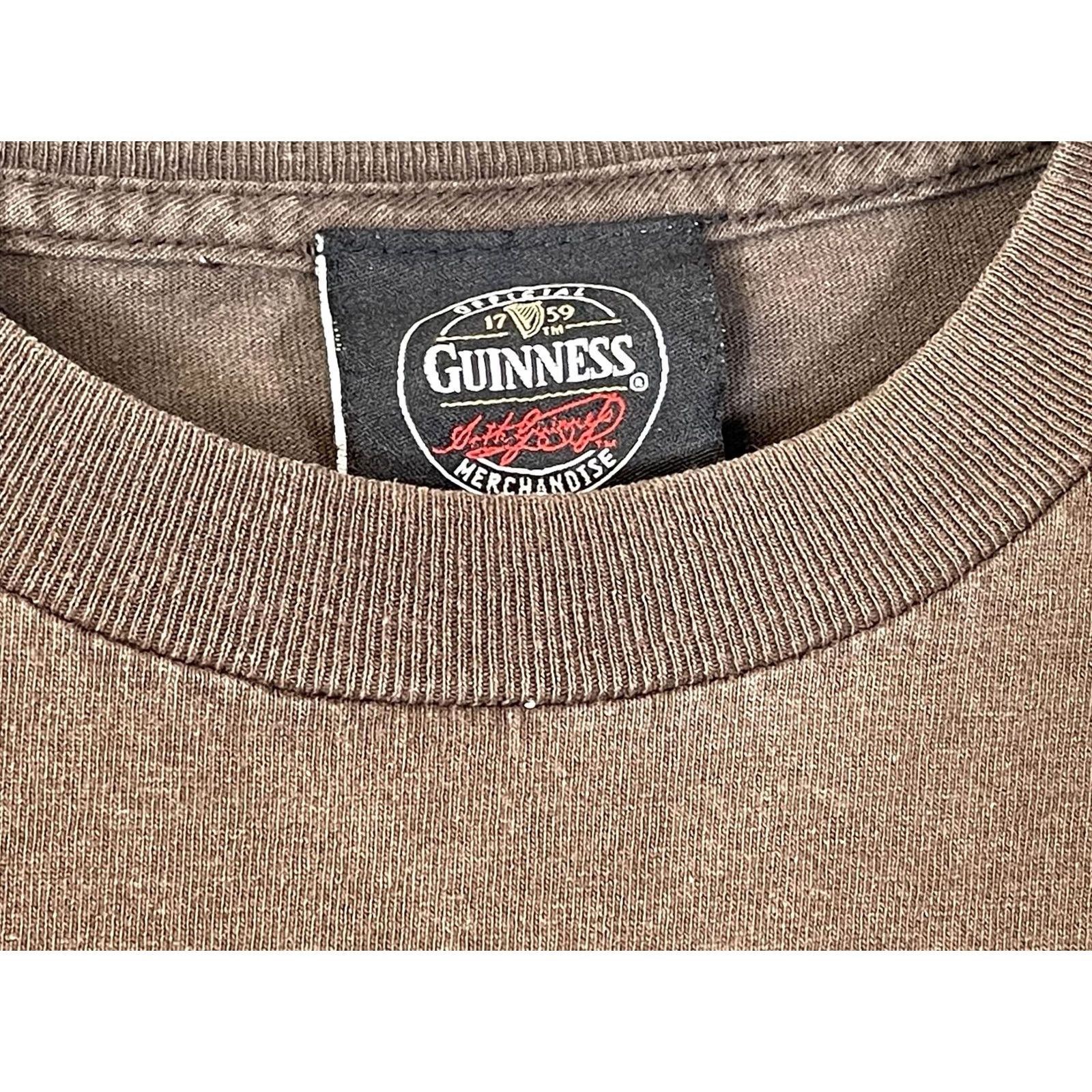 Vintage Guinness Shirt Mens M Brown Graphic Tee Front Back Logo Stout St. Patrick's Day 100% Cotton Crew Neck Short Sleeve Size US M / EU 48-50 / 2 - 6 Thumbnail