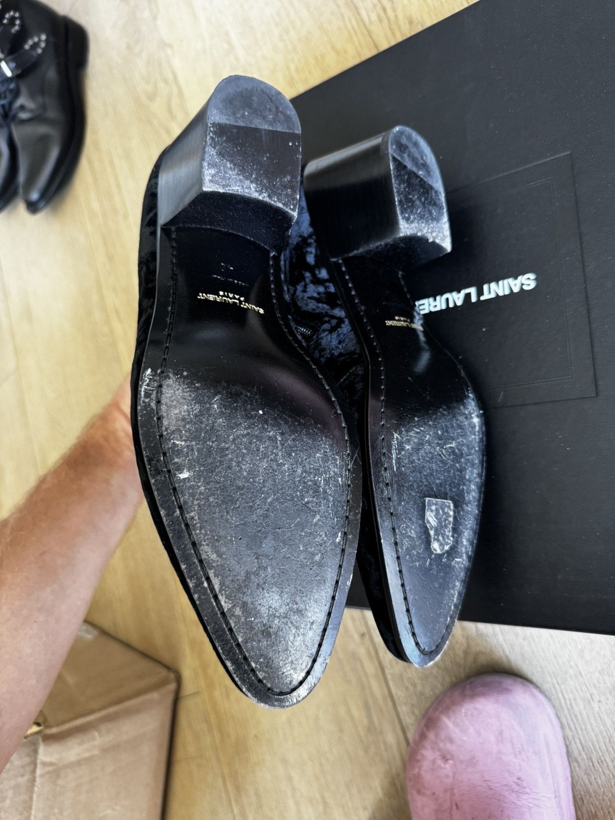 Saint Laurent Paris Vasssili 60 Velour Boots Size US 7 / EU 40 - 11 Thumbnail