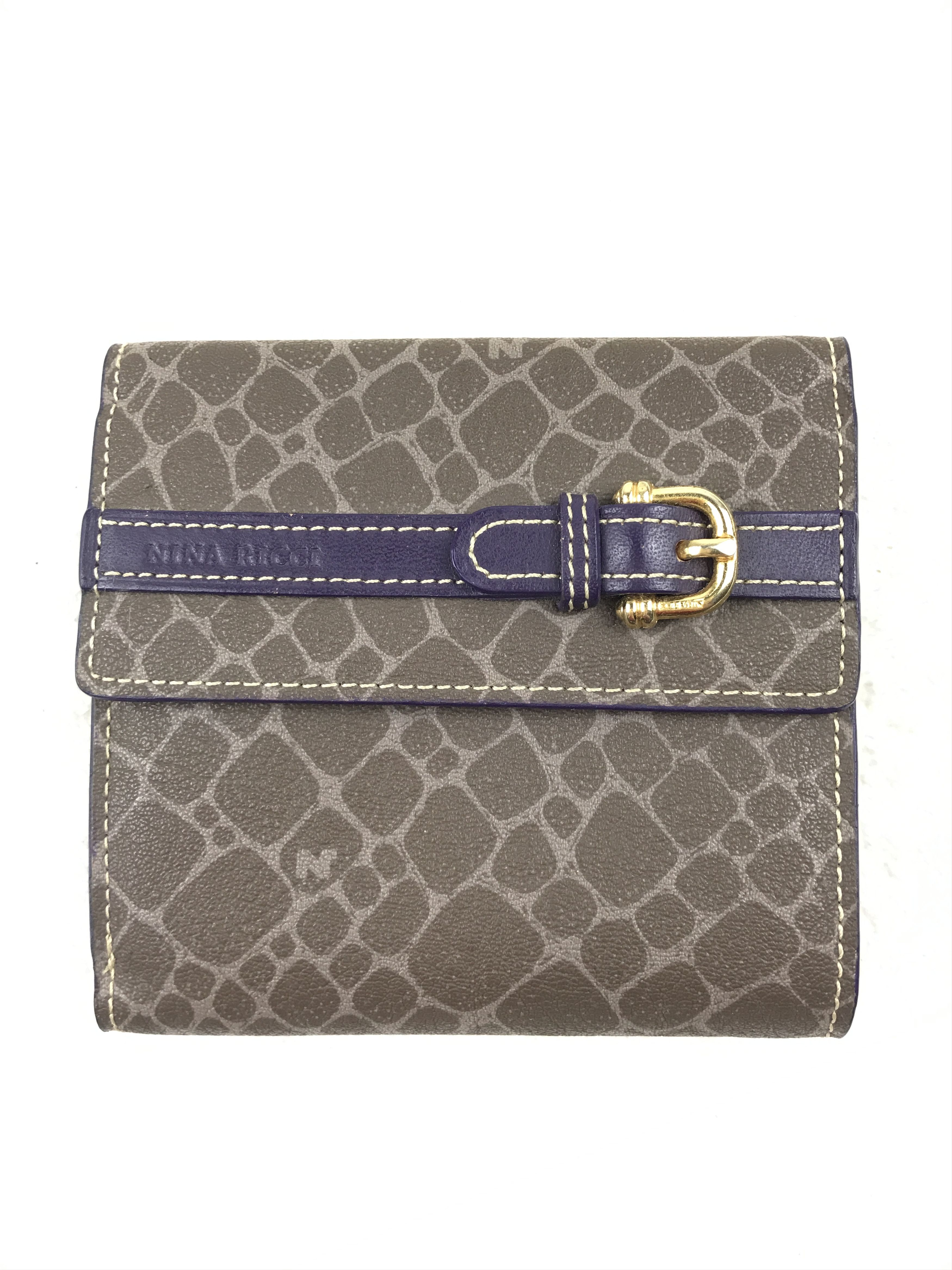 Vintage Nina Ricci Leather Pattern Kisslock Bifold Wallet