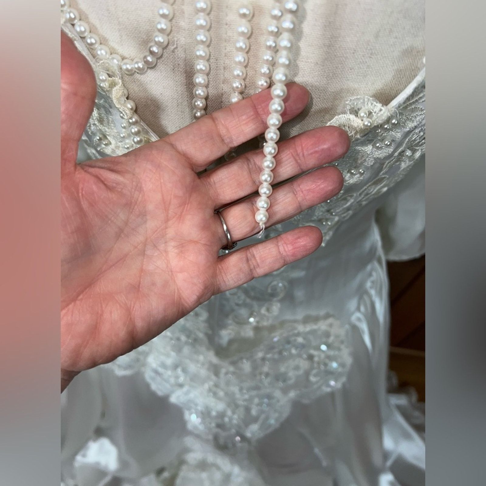 Vintage Vintage 90s Bridal Originals White Satin Wedding Gown! Size M / US 6-8 / IT 42-44 - 10 Thumbnail
