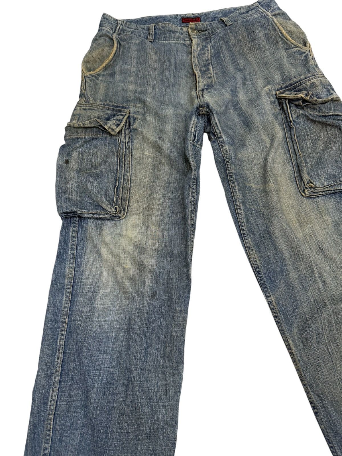 Japanese Brand × Johnbull × Kapital Johnbull Cargo Heavy Fade Workwear Denim Distressed Wide Size US 33 - 6 Thumbnail