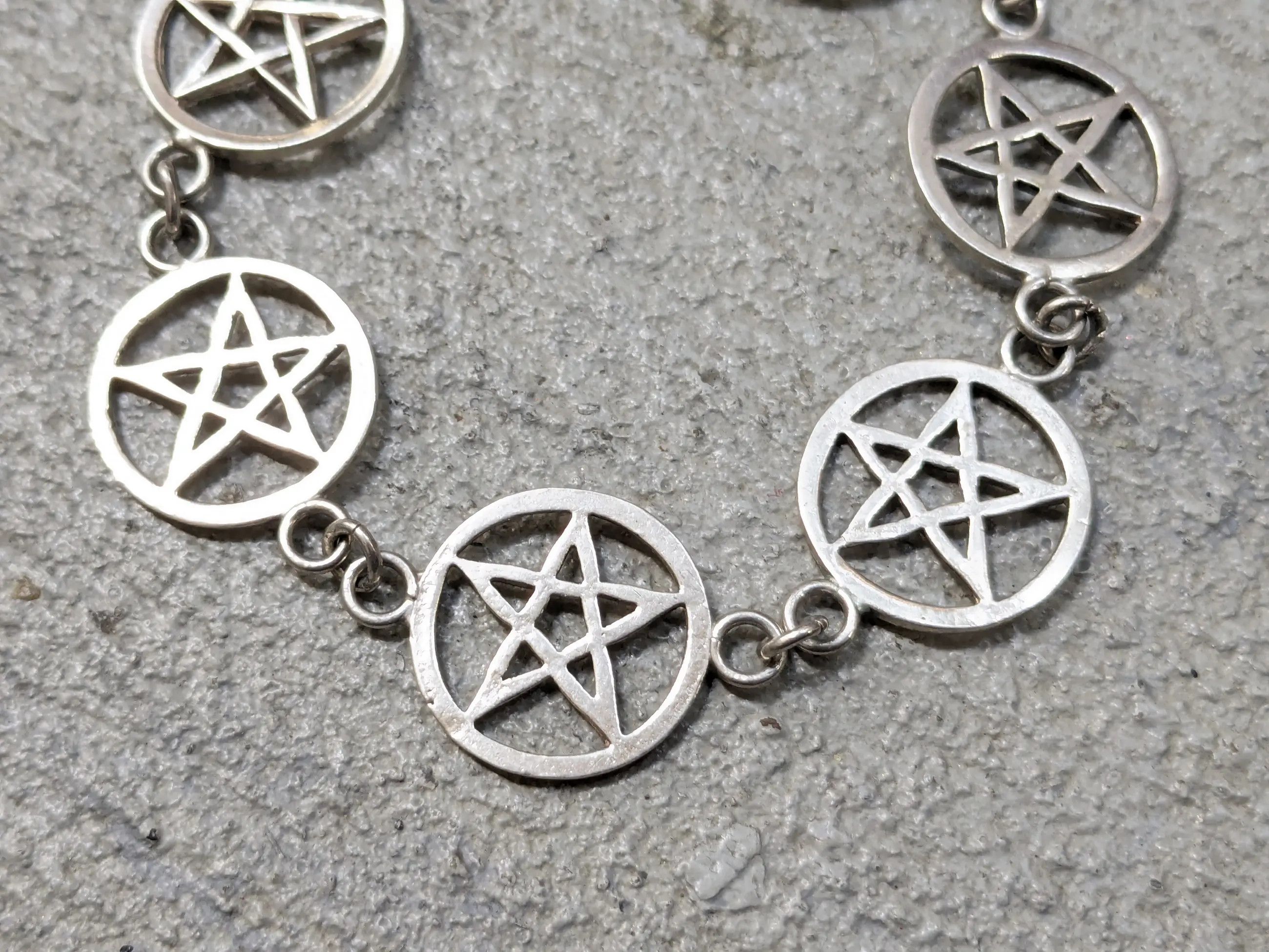 Sterling Silver × Vintage Vintage Sterling Silver Bracelet Star Pentagram Biker Punk Size ONE SIZE - 4 Thumbnail