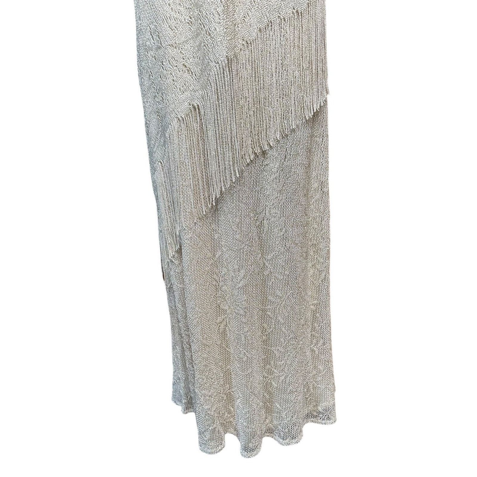 Other Vtg SL Fashions Cream Gold Sparkly Formal Dress w/ Fringe 6 Size M / US 6-8 / IT 42-44 - 4 Thumbnail