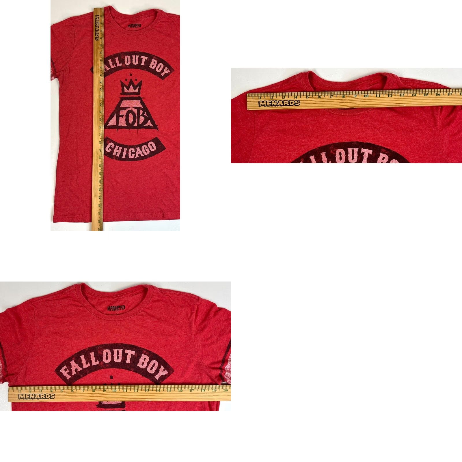 Vintage VINTAGE Manhead Chicago T-Shirt Mens 2015 Fall Out Boy Red M Short Sleeve Crew Neck Logo Print Band Music Size US M / EU 48-50 / 2 - 8 Thumbnail