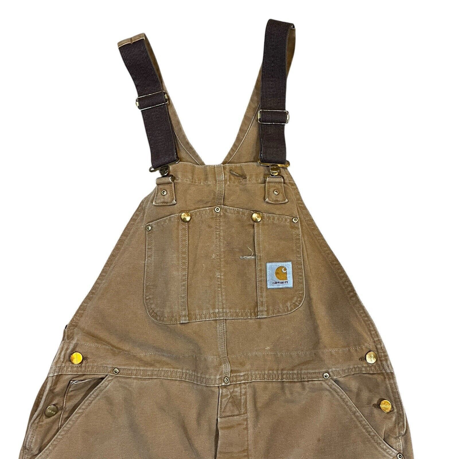 Carhartt Carhartt Distressed Brown Quilted Lined Overalls Size 40x32 Size US 40 / EU 56 - 2 Thumbnail