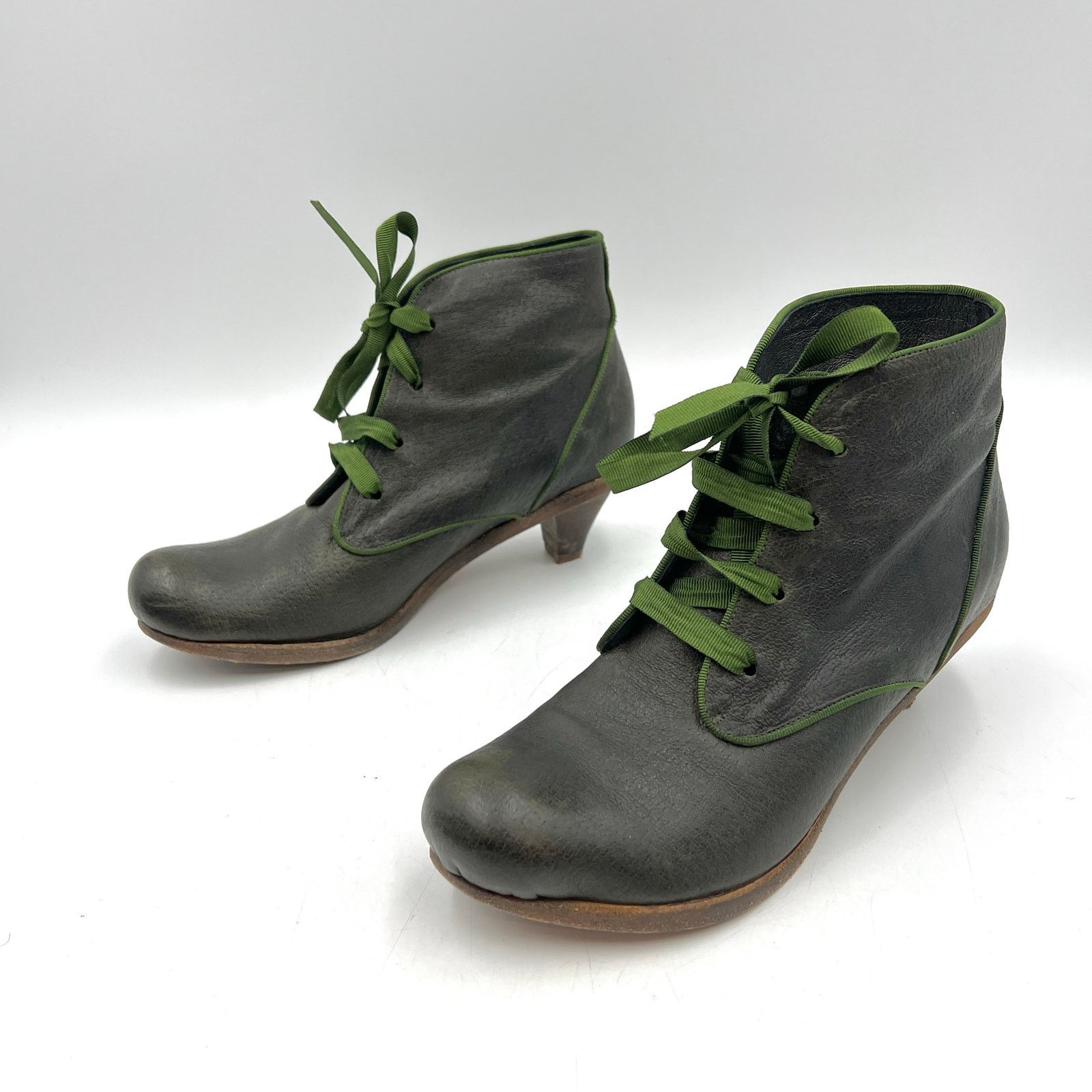 Other Tracey Neuls Green Leather Ankle Booties TN29 Size US 7.5 / IT 37.5 - 1 Thumbnail