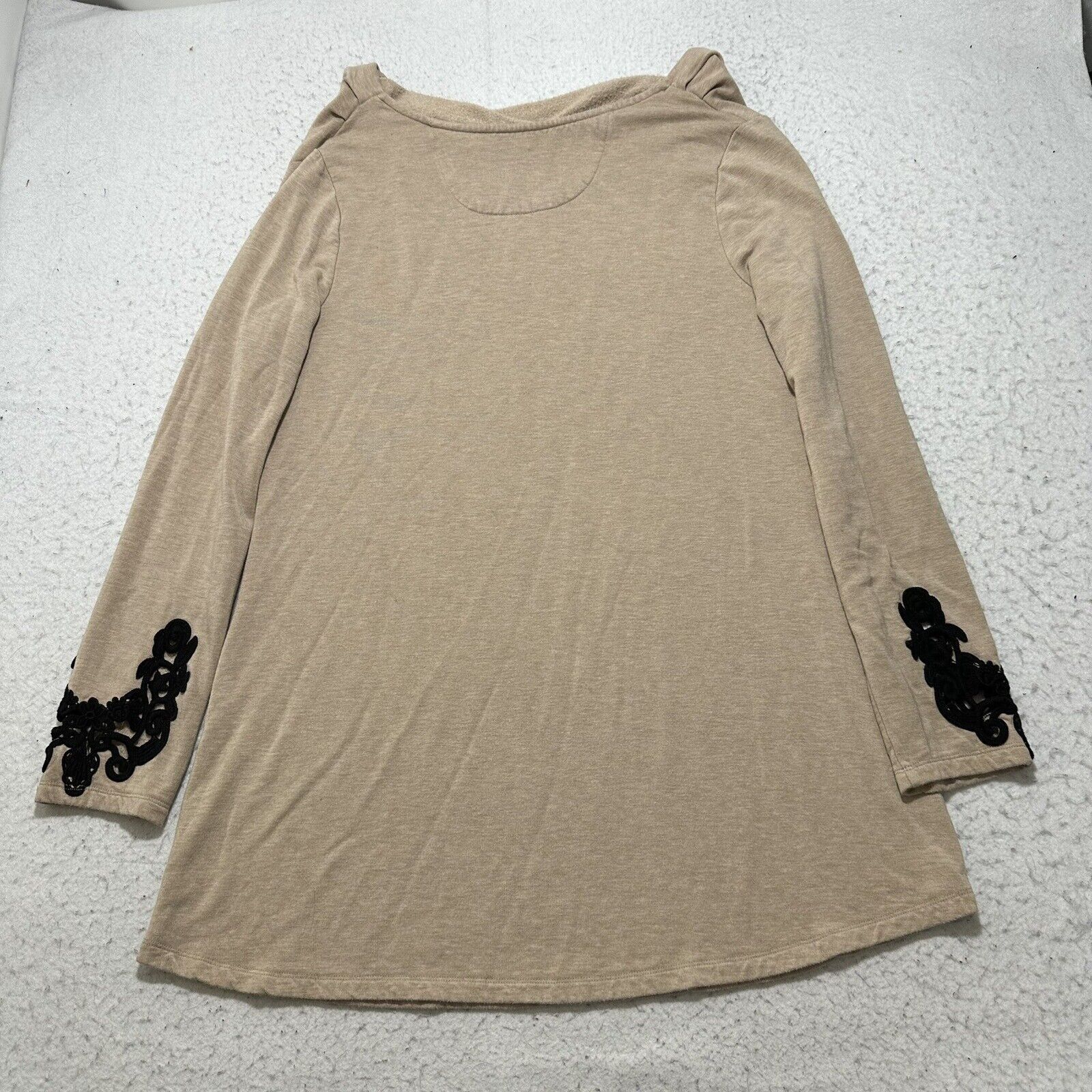 Other Soma Large Live Lounge Wear Tan Tunic Fleece Sweater Lace Size L / US 10 / IT 46 - 6 Thumbnail