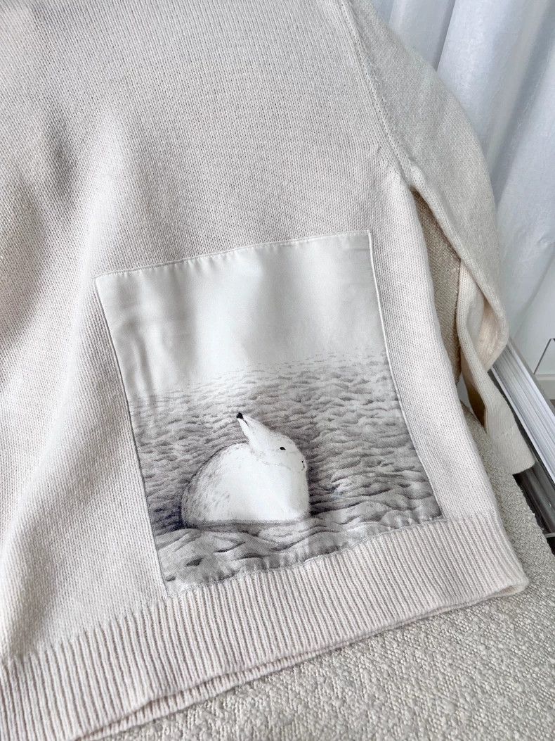 Jil Sander Jil Sander Milk-white rabbit wool round-neck knitted sweat Size S / US 4 / IT 40 - 3 Thumbnail