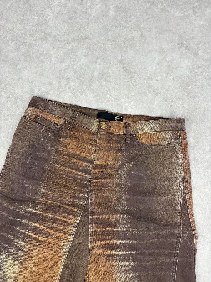 Just Cavalli SS2004 Cavalli Brown Denim Metallic Skirt Size 31" - 5 Thumbnail