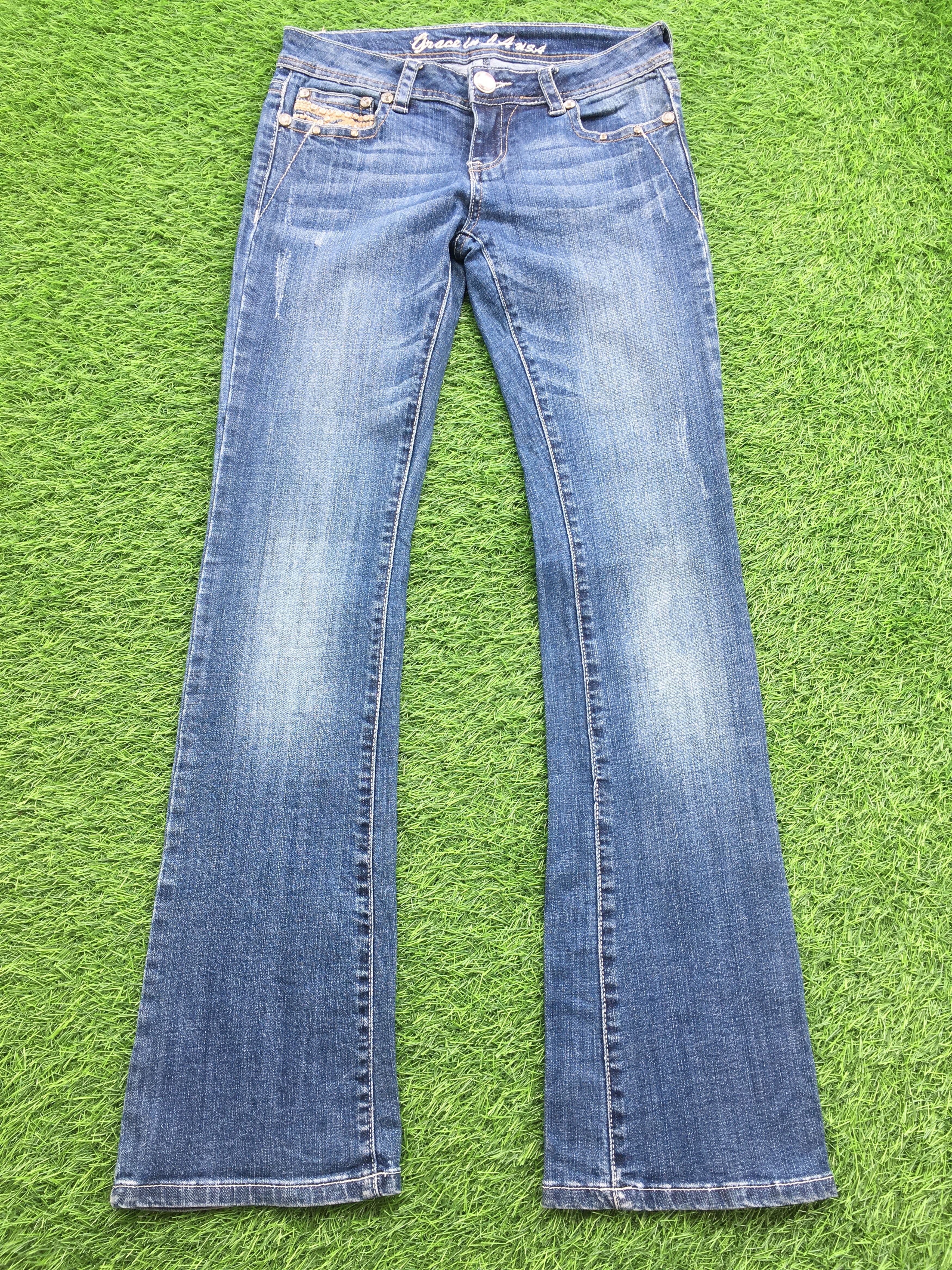 Grace in LA × Jean low-rise embellished embroidered signature boot jeans D-976 Size 26" / US 2 / IT 38 - 1 Thumbnail
