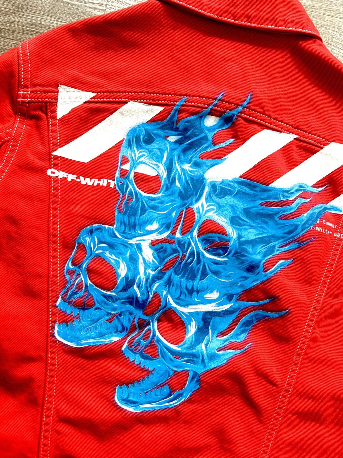 Off-White x Virgil Abloh “Flaming Skulls” Denim Jacket