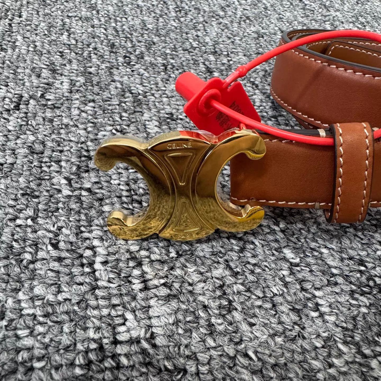 Celine Celine Triomphe Brown Belt Gold Buckle 99 New 80 Size ONE SIZE - 2 Thumbnail