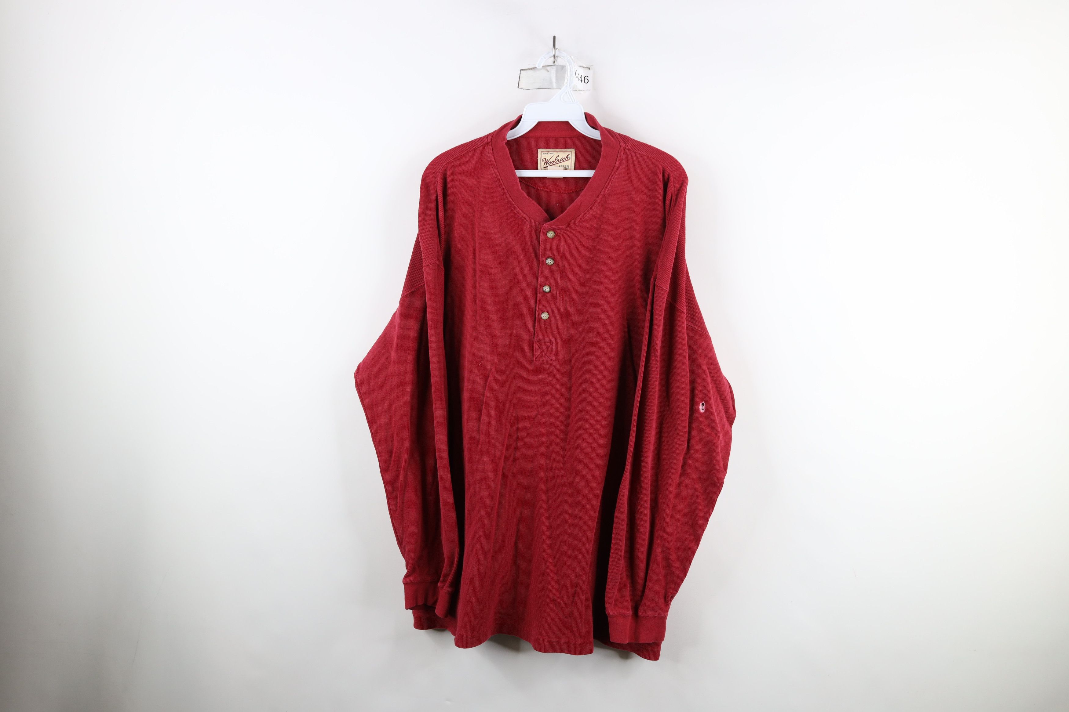 Vintage × Woolrich Woolen Mills Vintage 90s Woolrich Thermal Waffle Knit Henley T-Shirt Red Size US XL / EU 56 / 4 - 1 Thumbnail