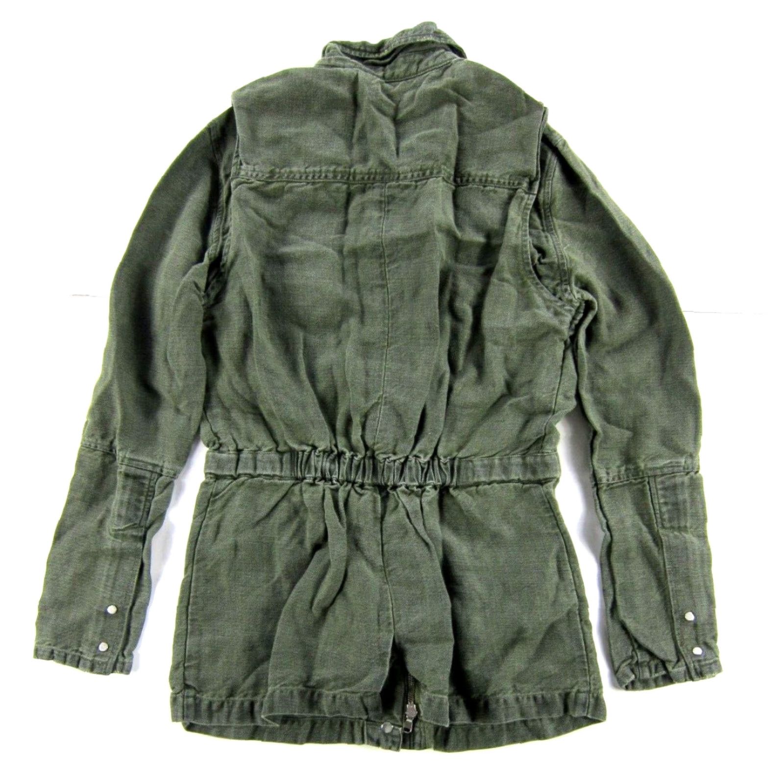 Vintage VINTAGE Adriano Goldschmied Linen Army Green Pocket Utility Military Field Jacket XS Size XS / US 0-2 / IT 36-38 - 2 Thumbnail