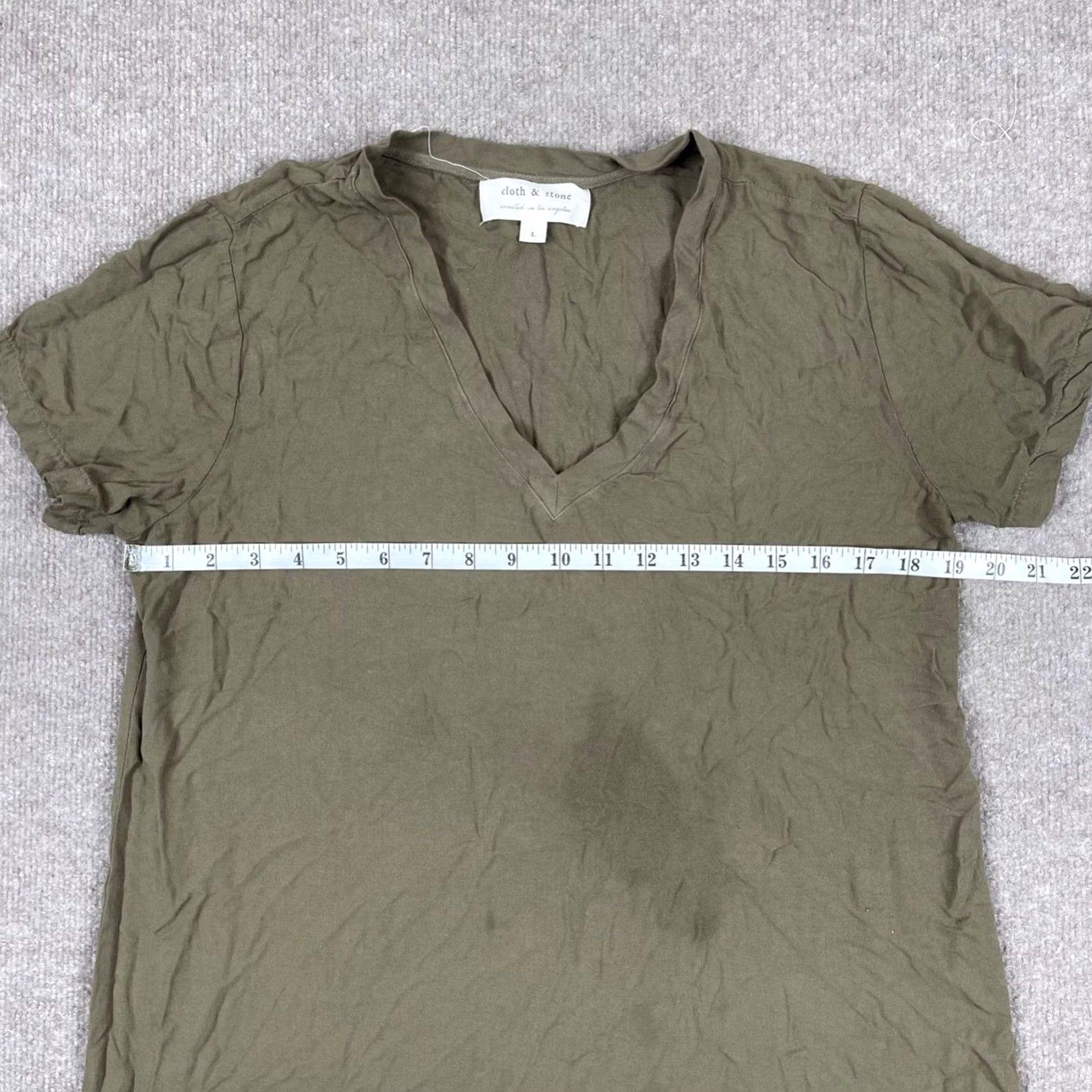 CLOT Cloth & Stone Shirt Dress Women's Large L Green Short Sleeve V Neck Lightweight Size L / US 10 / IT 46 - 3 Thumbnail