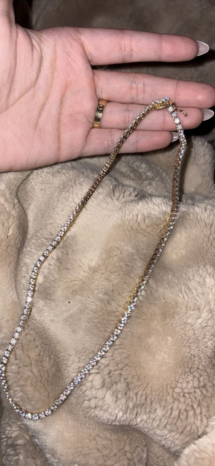Jewelry 10K solid gold moissanite tennis necklace Size ONE SIZE - 6 Thumbnail