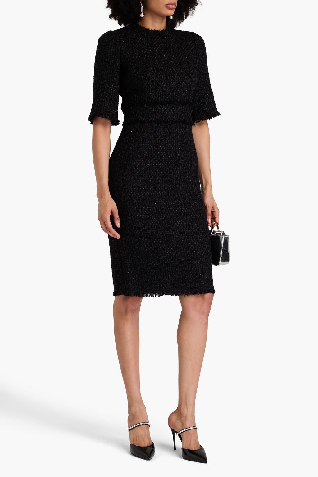 Dolce & Gabbana o1y0825 Short Sleeves Midi Dress in Black Size XS / US 0-2 / IT 36-38 - 2 Thumbnail