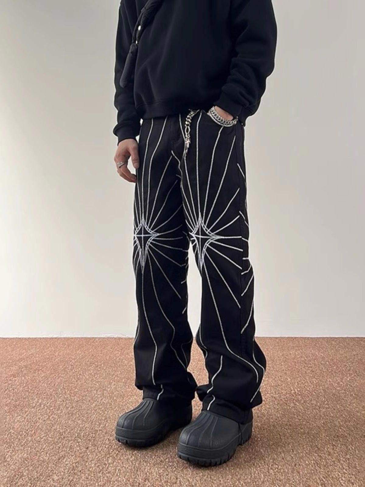 Other Starburst Embroidered Wide Leg Jeans Size US 32 / EU 48 - 4 Thumbnail