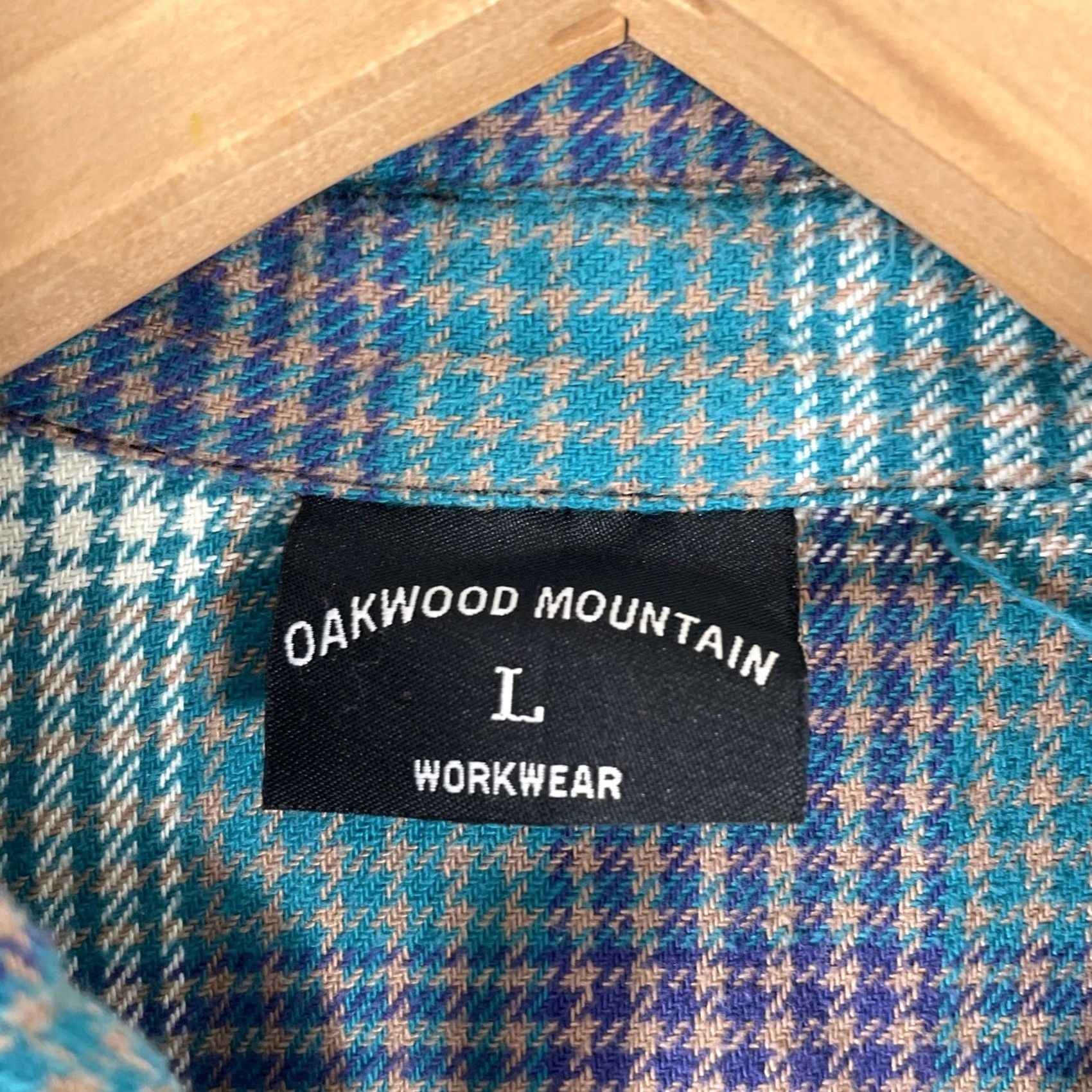 Vintage Oakwood Mountain Flannel Shirt Mens L Teal Plaid Button Up Cotton Workwear Size US L / EU 52-54 / 3 - 2 Thumbnail