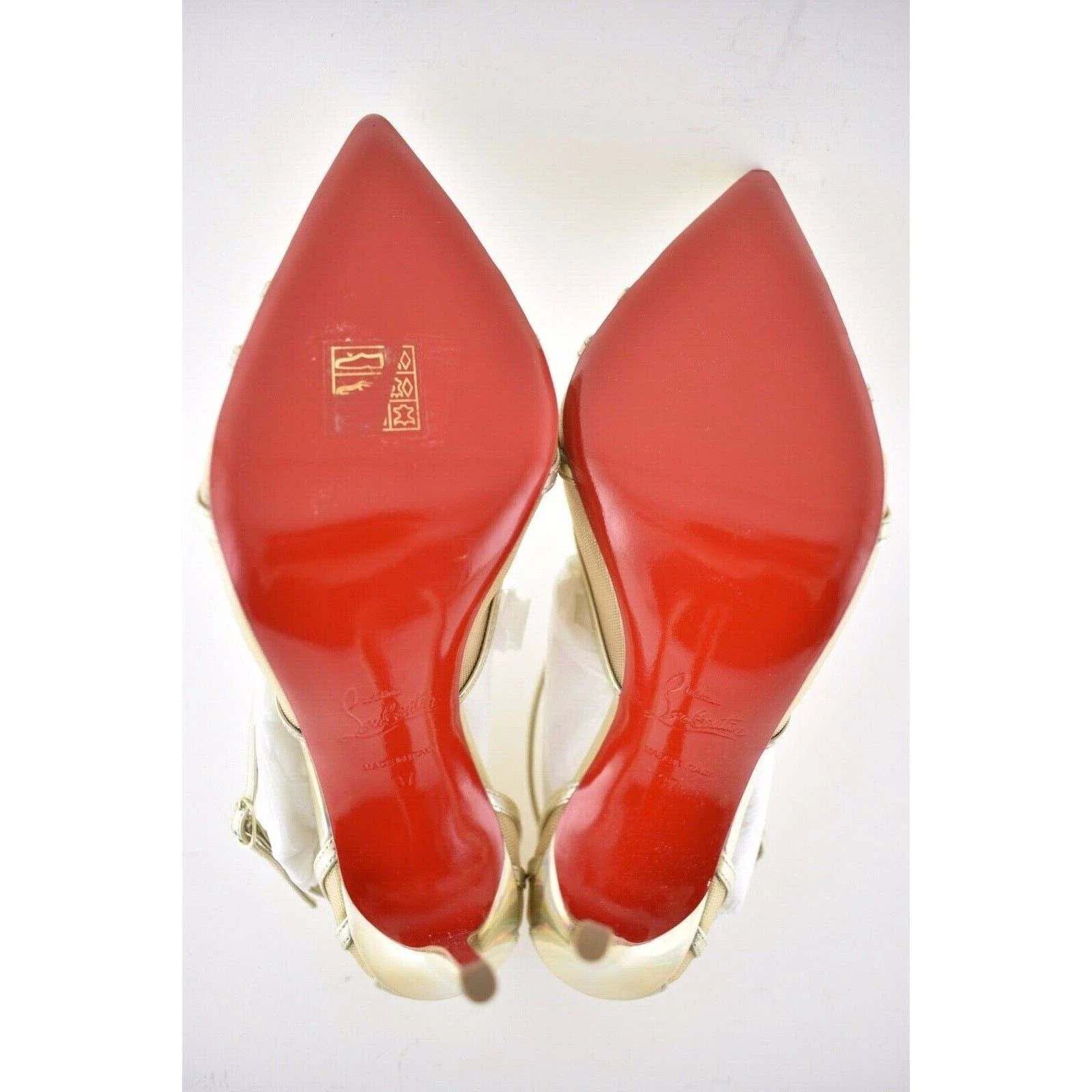 Christian Louboutin Theodorella 100 Platine Gold Mesh Ankle Strap Heel Pump 37 Size US 7 / IT 37 - 11 Thumbnail
