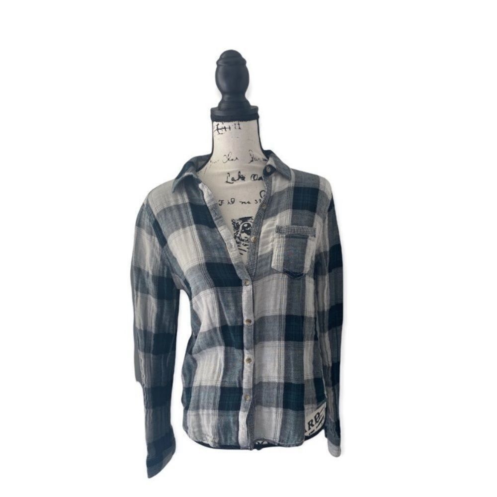 Other Maurices S Black White Plaid Flannel Button Down Shirt Soft Size S / US 4 / IT 40 - 3 Thumbnail