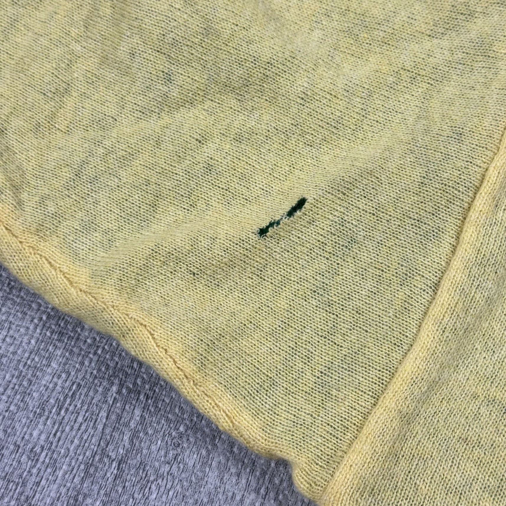Lord & Taylor Vintage Lord & Taylor Men's Double Layer Waffle-Knit Cashmere Sweater XL Yellow Teal 90s Preppy Pullover Size US XL / EU 56 / 4 - 7 Thumbnail
