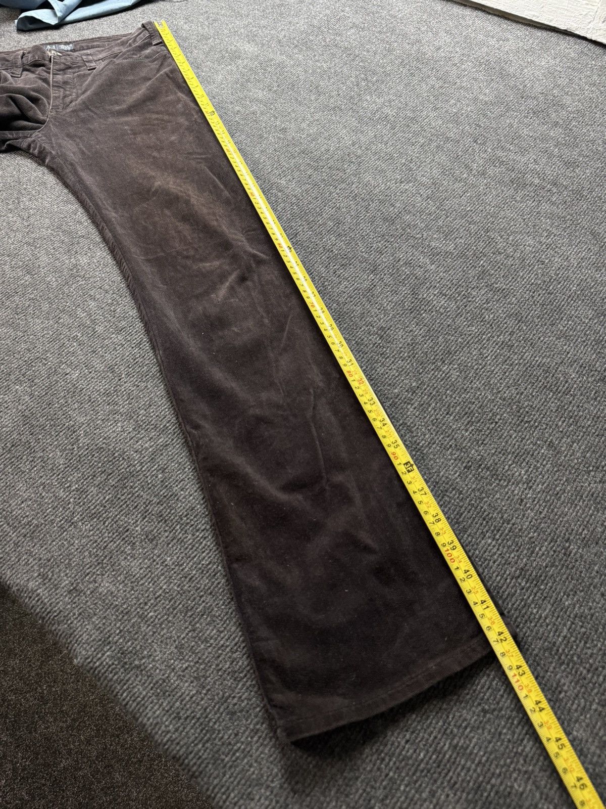Armani Luxury 00s Armani Jeans AJ Velour Pants Brown Straight Y2K Size 28" / US 6 / IT 42 - 21 Thumbnail