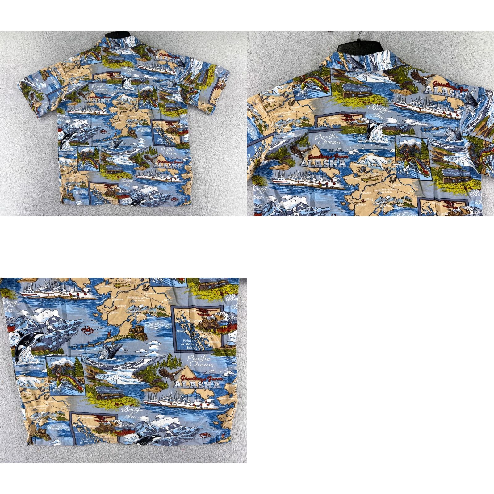 Vintage David Carey Shirt Men Adult Medium Blue Solid Button-Up Casual Travel 90s Art Hawaiian Cotton Rayon Size US M / EU 48-50 / 2 - 9 Thumbnail