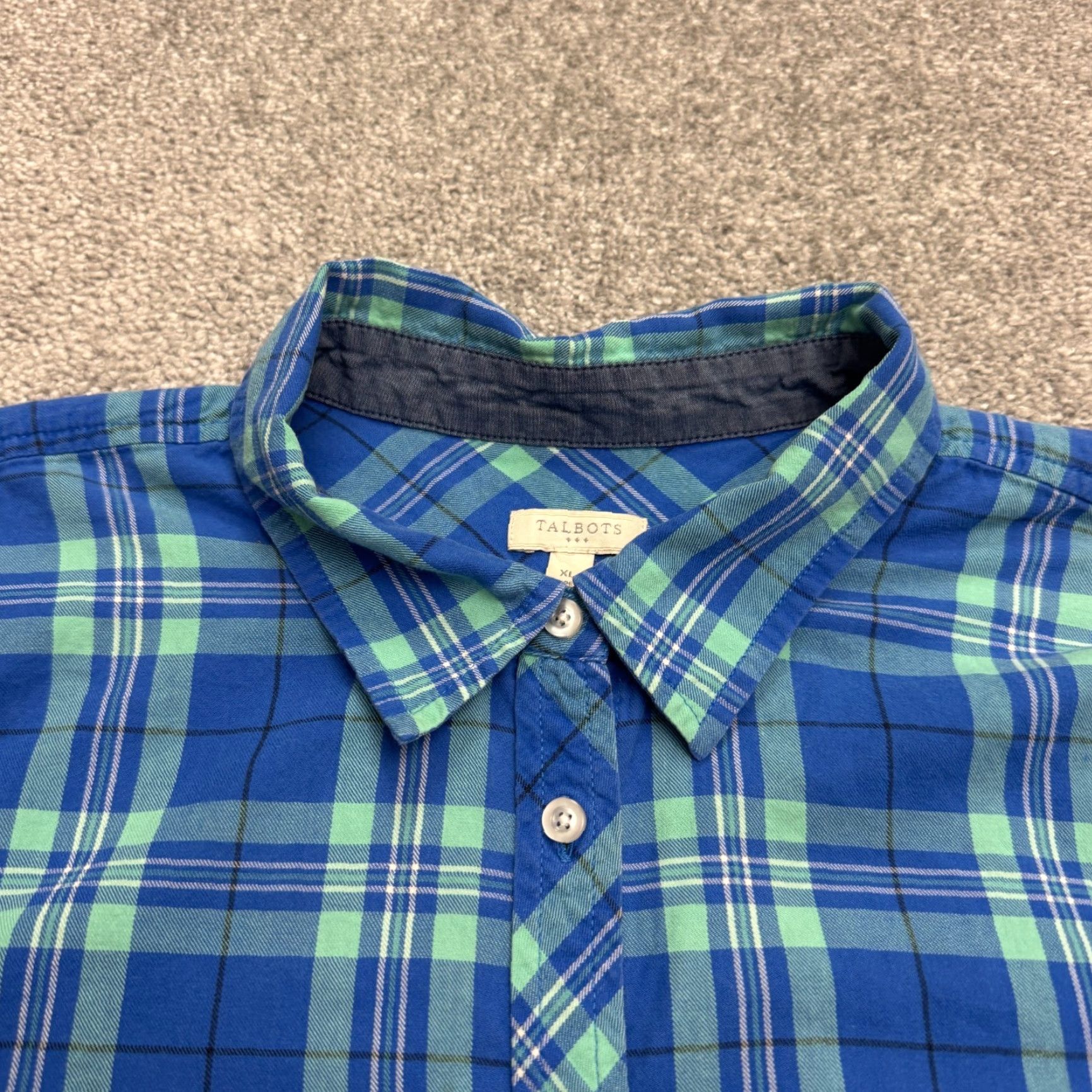 Talbots Talbots Shirt Women XL Blue Plaid Cotton Roll Tab Sleeve Button-Up Size XL / US 12-14 / IT 48-50 - 3 Thumbnail