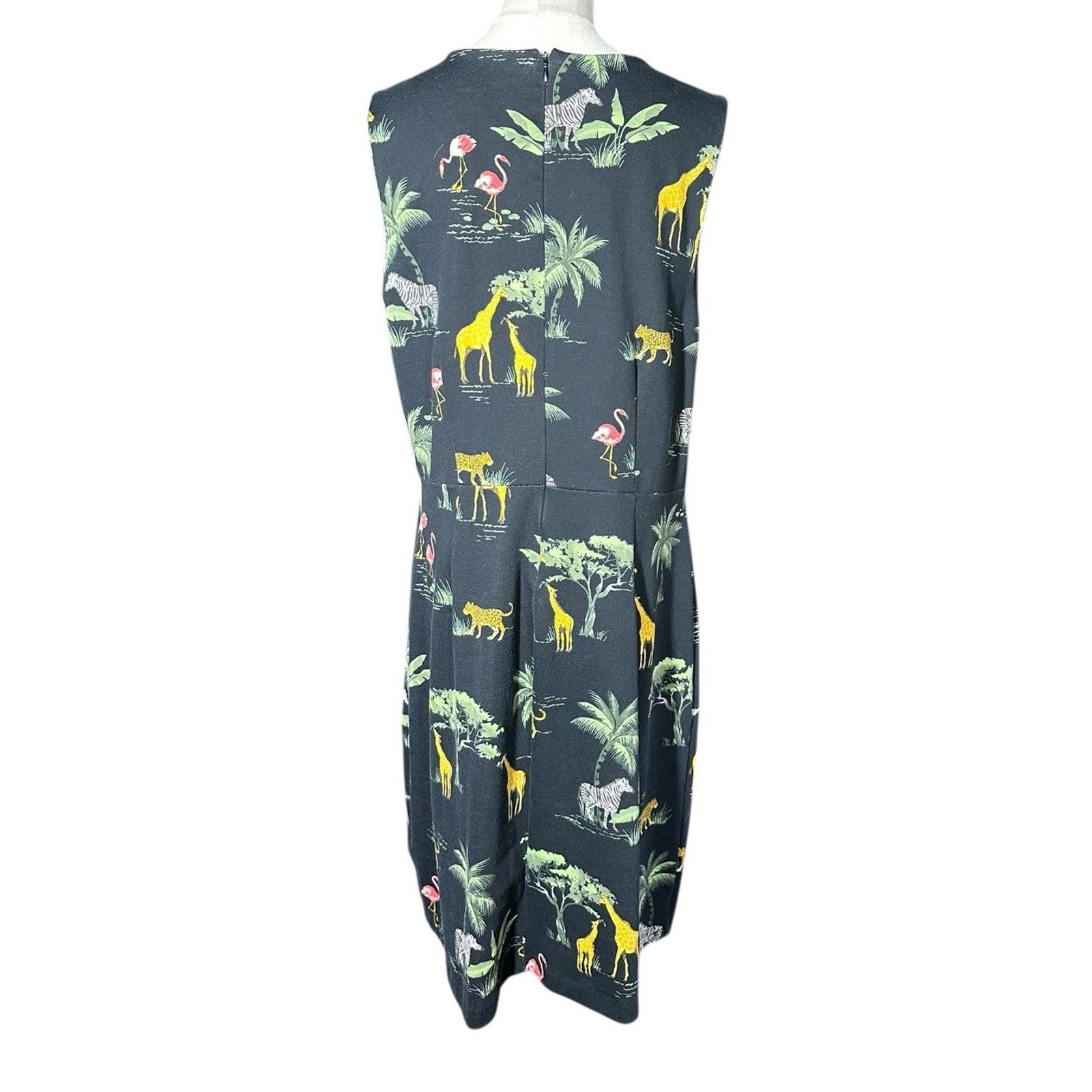 Old Navy Old Navy Black Safari Giraffe Zebra Flamingo Print Dress XL Size XL / US 12-14 / IT 48-50 - 4 Thumbnail