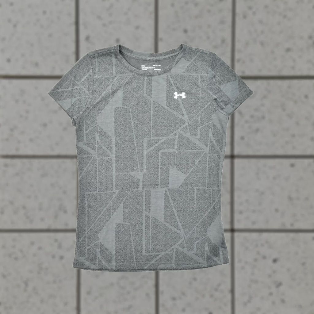 Under Armour Under Armour HeatGear Women's S Gray Geometric Short Sleeve T-Shirt Size 28" / US 6 / IT 42 - 1 Thumbnail