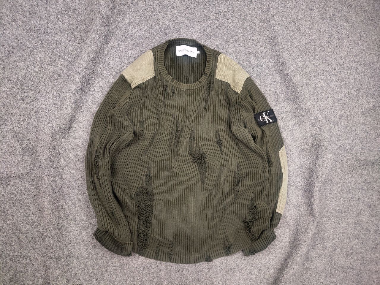 Calvin Klein 205W39NYC Calvin Klein Raf Simons Distressed Military Ribbed Sweater Size US L / EU 52-54 / 3 - 1 Thumbnail