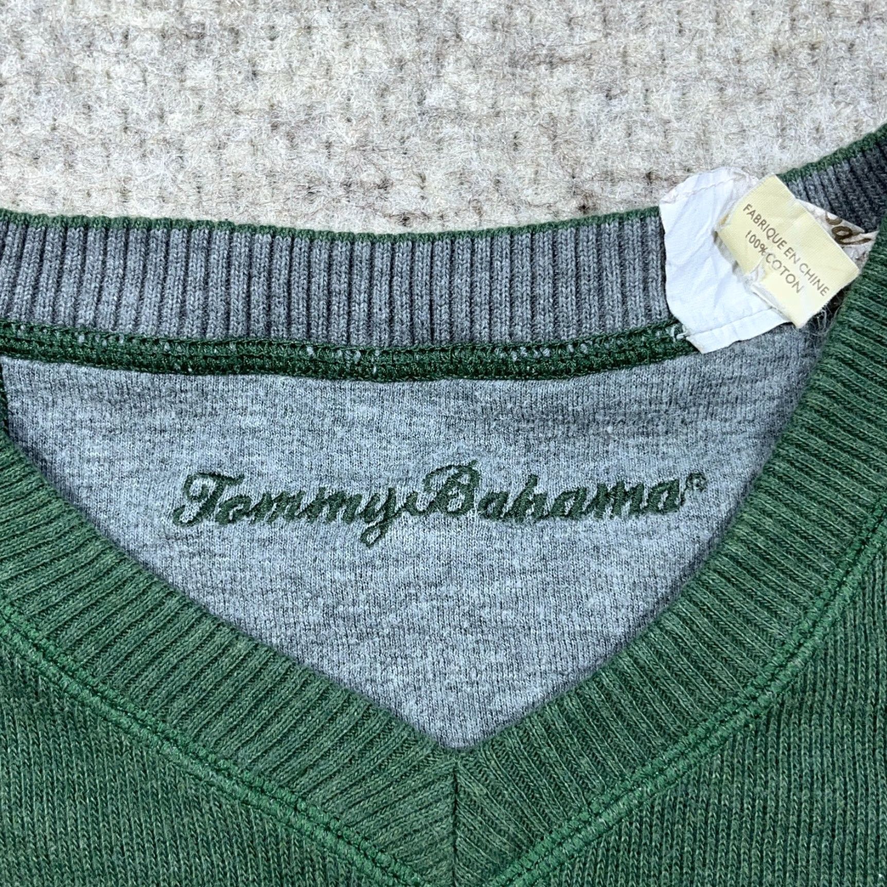 Tommy Bahama Tommy Bahama Sweater Men XL Green Gray Reversible V-Neck Pullover Shirt Knit Zipper Embroidered Logo Size US XL / EU 56 / 4 - 4 Thumbnail