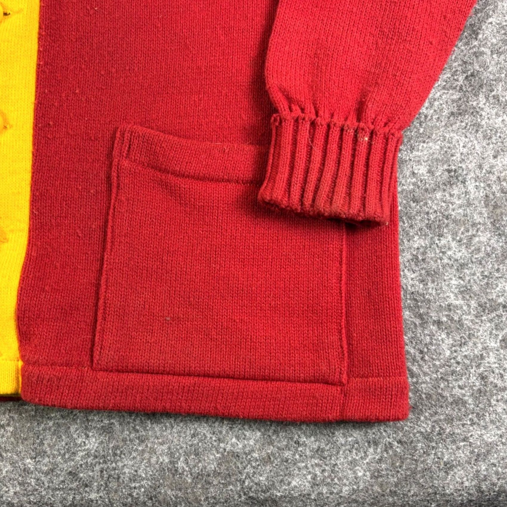Champion Vintage Champion Products Acrylic Red Yellow Cardigan Sweater Mens Large 60s Size US L / EU 52-54 / 3 - 6 Thumbnail