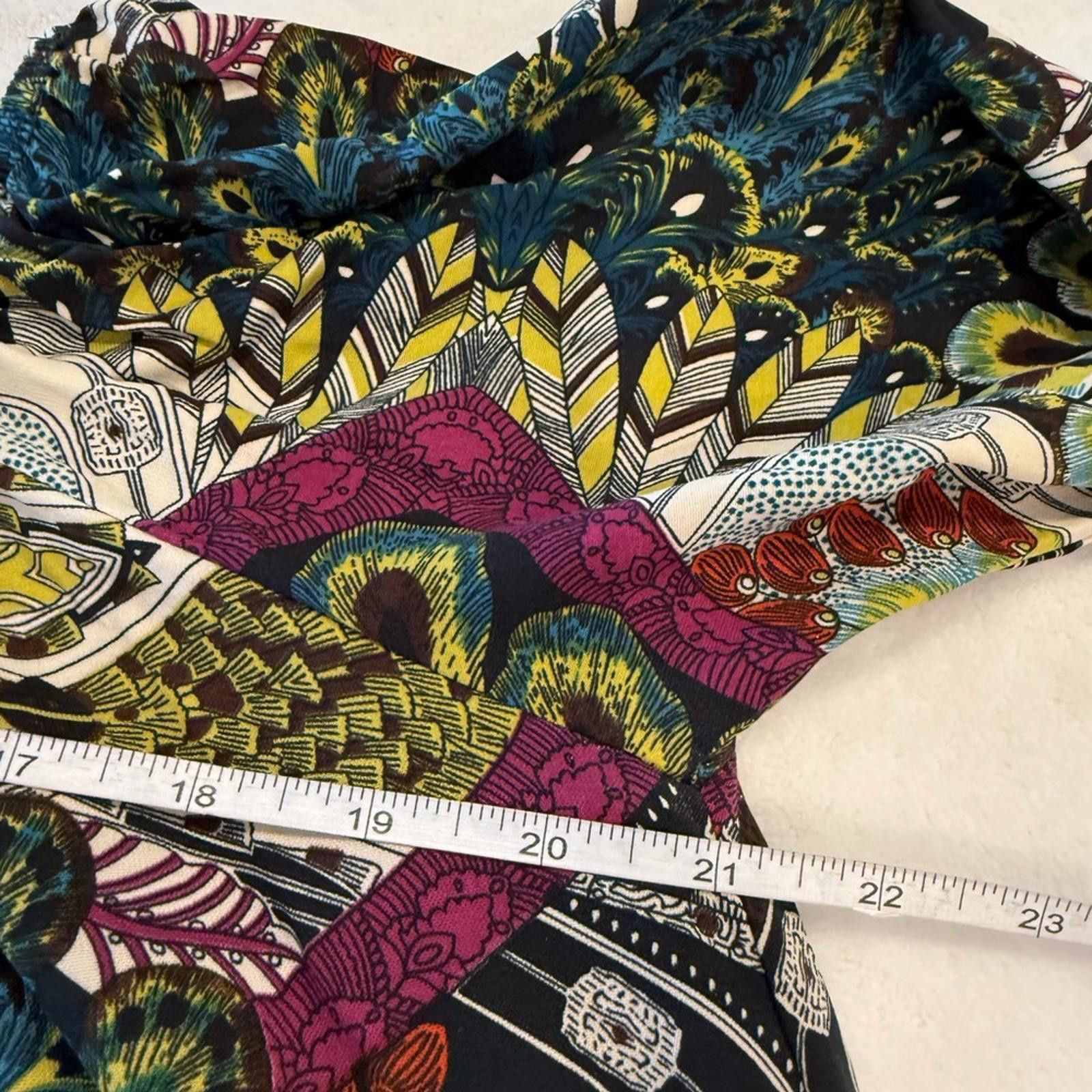 Other Boho multicolored feather print top wide sleeves SZ LG Size L / US 10 / IT 46 - 7 Thumbnail