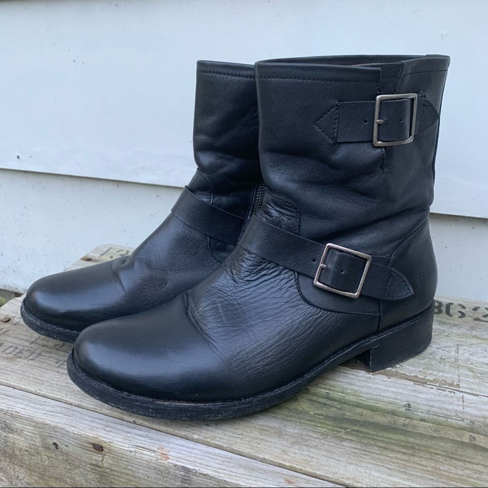 Frye Frye Vicky Engineer Boots black buckle leather 11B Size US 11 / IT 41 - 1 Thumbnail