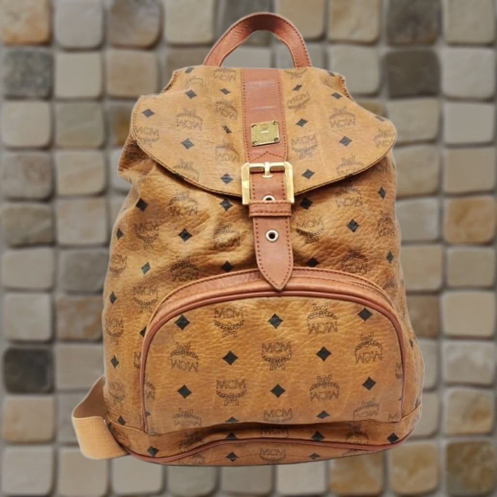 MCM MCM Backpack Shoulder Bag Brown Medium Logo Visetos Monogram 