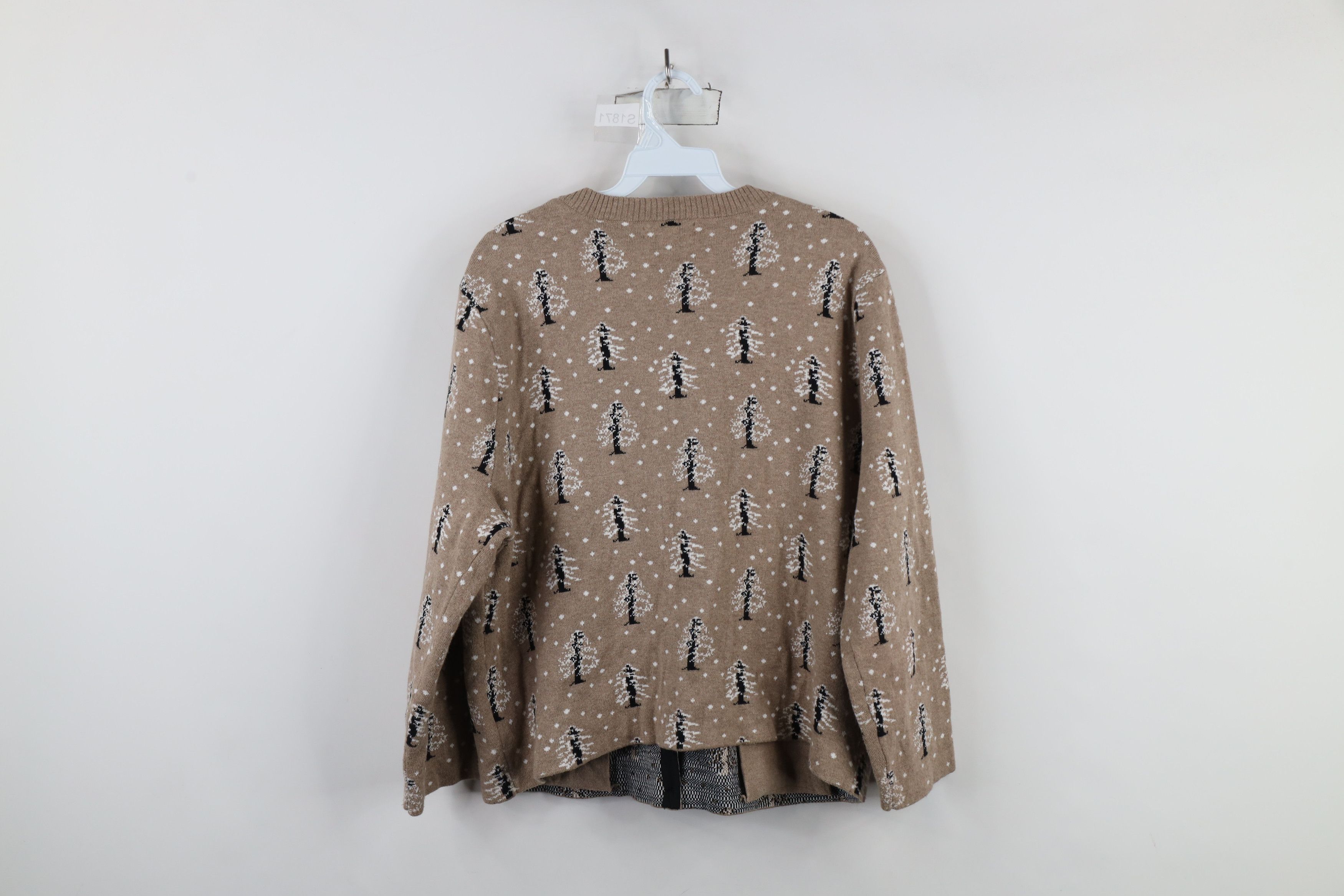 Lands' End × Vintage Vintage Lands End Tree All Over Print Knit Cardigan Sweater Size XL / US 12-14 / IT 48-50 - 9 Thumbnail