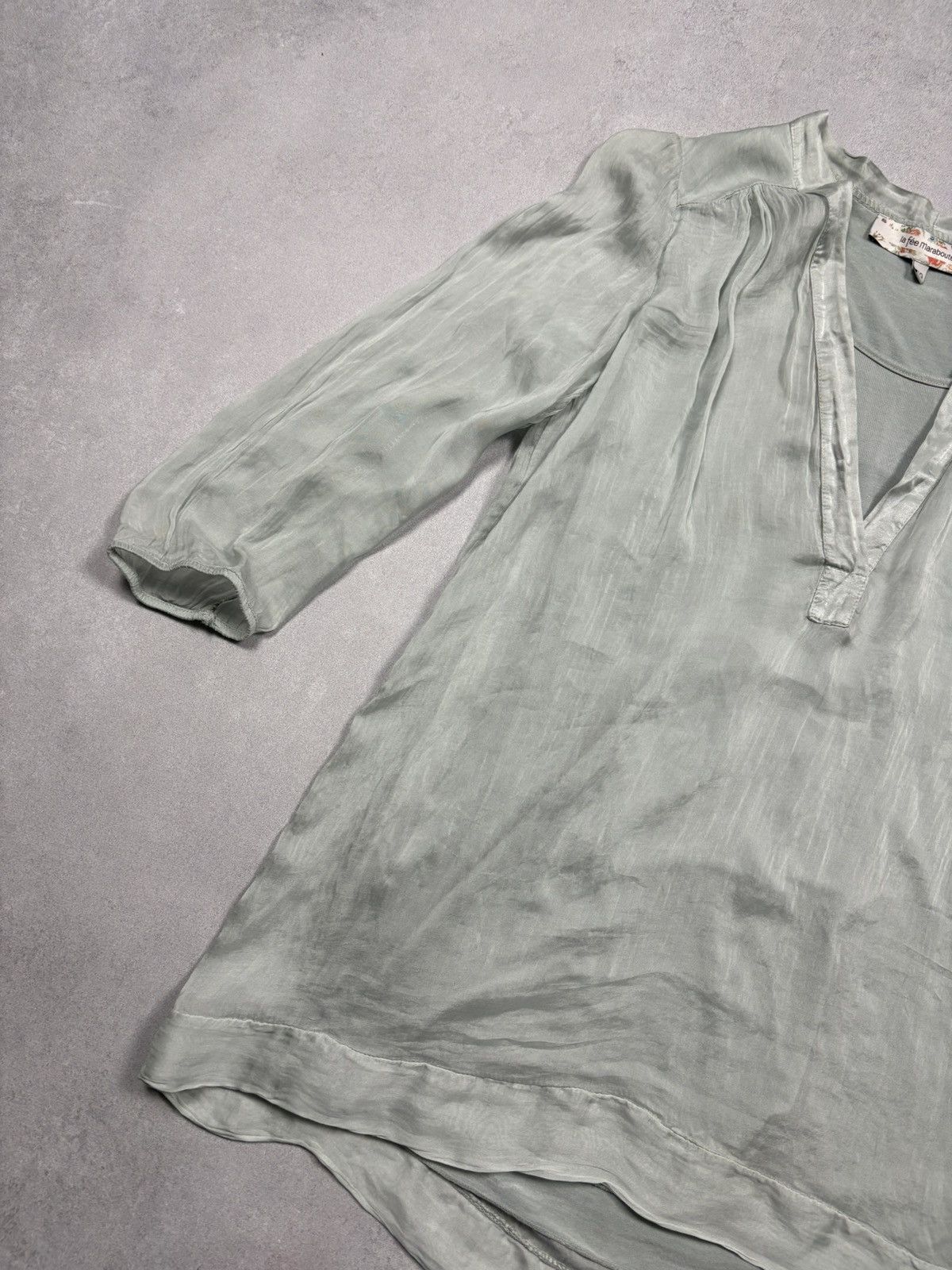 Other La Fée Maraboutée Italian Silk Sheer Blouse Sage Green 40 Size M / US 6-8 / IT 42-44 - 5 Thumbnail