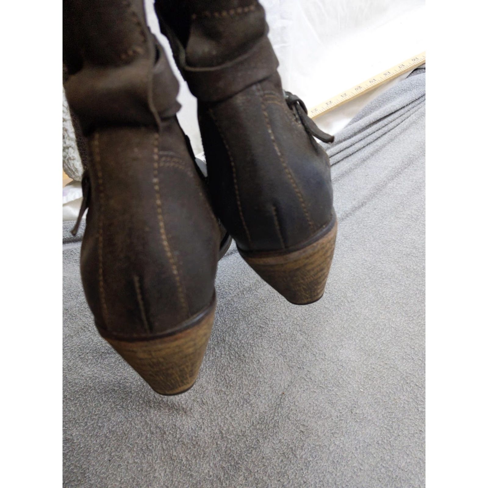 Vintage Nico Nerini Boots Womens 6.5 Brown Leather Mid Calf Zip Studded Biker Boots Size US 7 / IT 37 - 6 Thumbnail