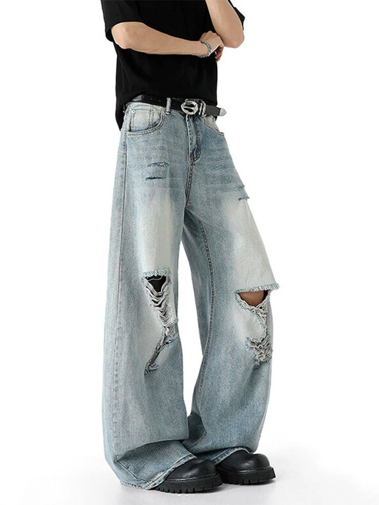 Vintage American retro washed loose ripped scimitar jeans Size US 32 / EU 48 - 2 Thumbnail